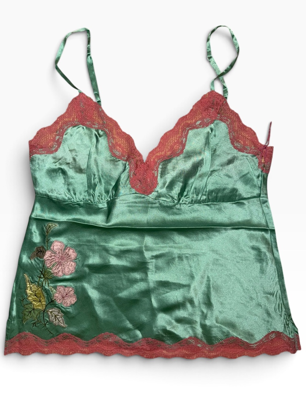 Gold hawk 100% washable silk camisole medium spring jade